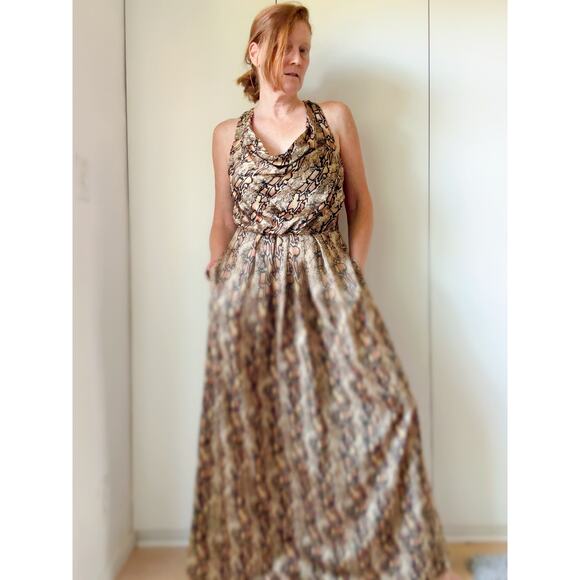Great Jones Maxi Dress Size 8 Halter Animal/Leopard Print Special Ocassion Party - Picture 1 of 6